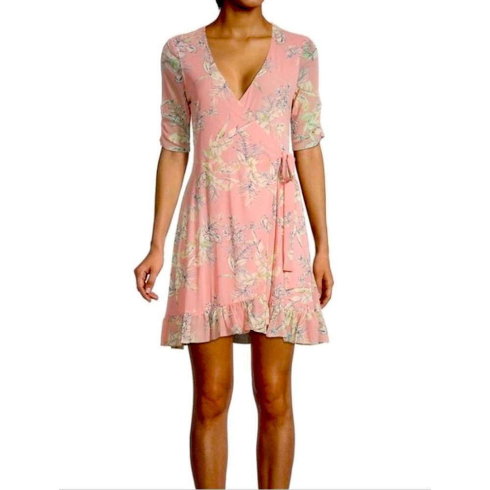 NWT Sanctuary Blush Pink Floral Wrap Dress XS